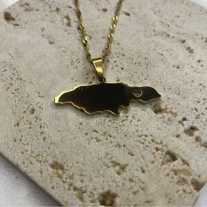 Gold Map Pendant Necklace 18inch